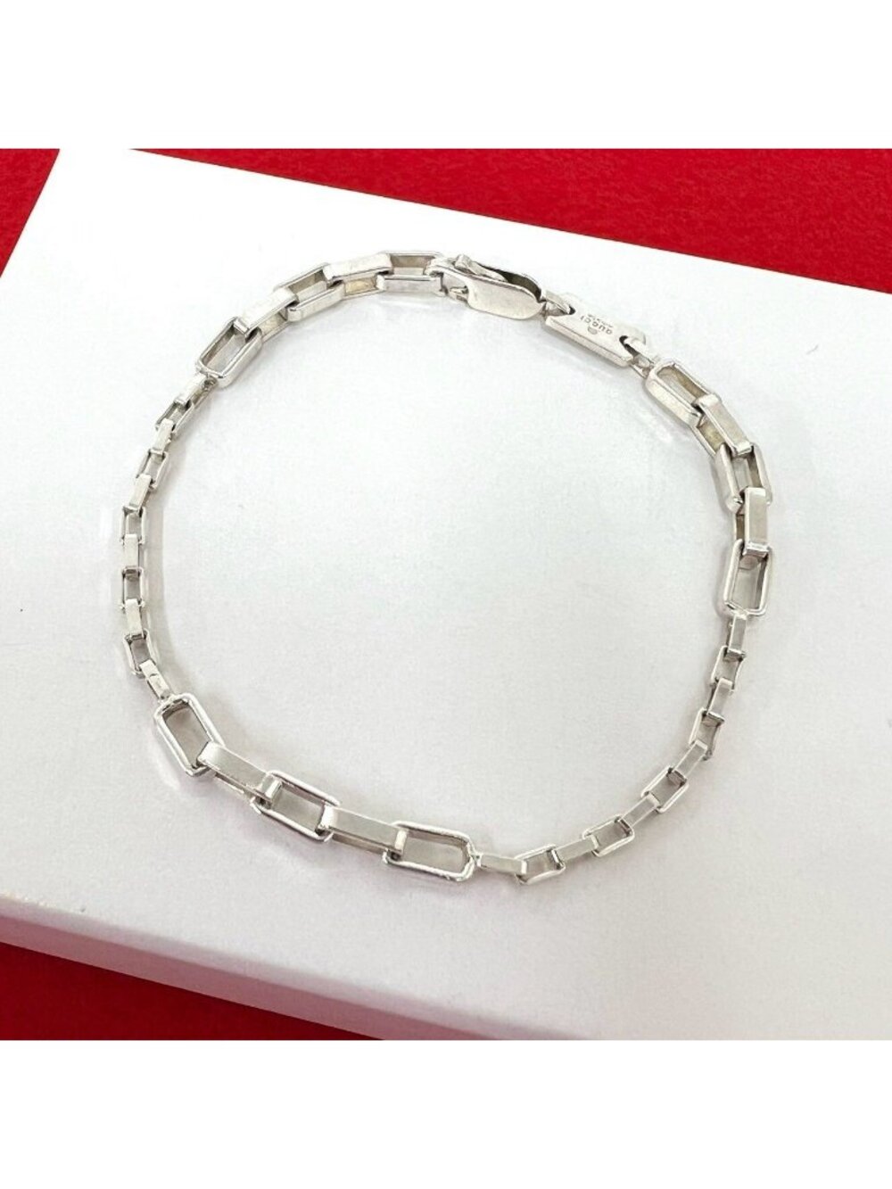 Gucci Vintage Square Chain Bracelet 925 Sterling Silver